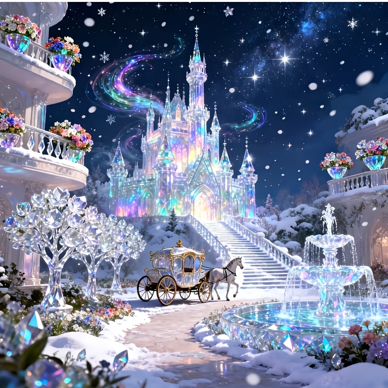 TEMU Painting Kit Round Full Diamond [frameless] Castle Scene, Easter Gift Recommendations Handmade Gift, Home/office Decoration, Handmade