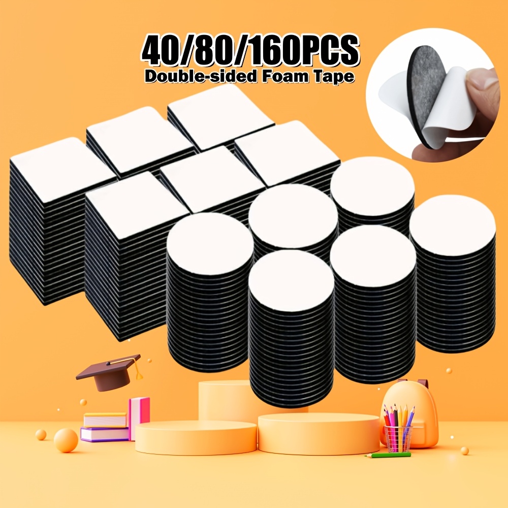 

Extra-strength Double-sided Foam Tape, 40/80/160pcs - Waterproof, Self-adhesive Mounting Strips For Walls, Doors, Wood, Metal, Glass & Paper