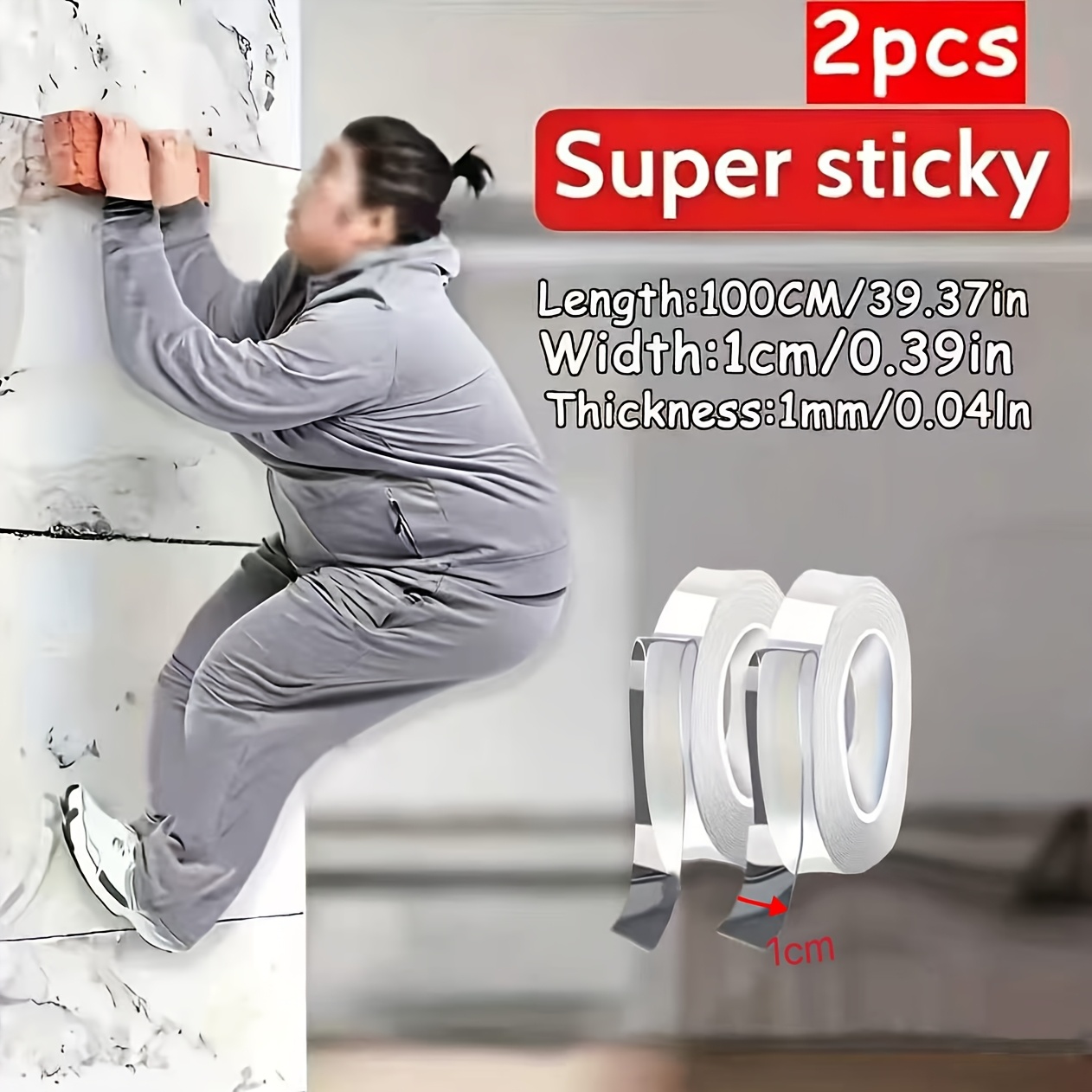 Image of 2pcs Heavy-duty Double-sided Nano Tape Set - Ultra-strong Adhesive, Suitable For Wall Shelves, Cabinets, Art And Holiday Decorations - All-surface Transparent Mounting Tape