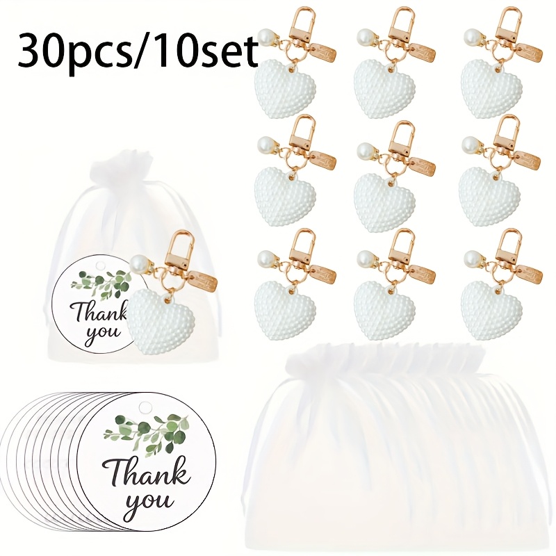 E-shop Geschenk für Sie/Ihn 30 Stück/10er-Set herzförmiges Kunstperlen-Schlüsselanhänger-Geschenkset, Kopfhörer-Etui-Dekoration, geeignet für