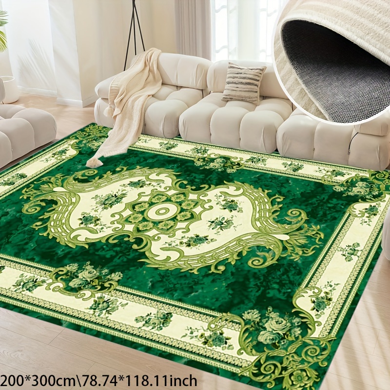 

Style Green Pattern Decorative Carpet, Living Room Bedroom Faux Cashmere Area Rug, Non-slip Soft Washable Office Carpet, Home And Outdoor Carpet, Indoor And Outdoor Can Be Used