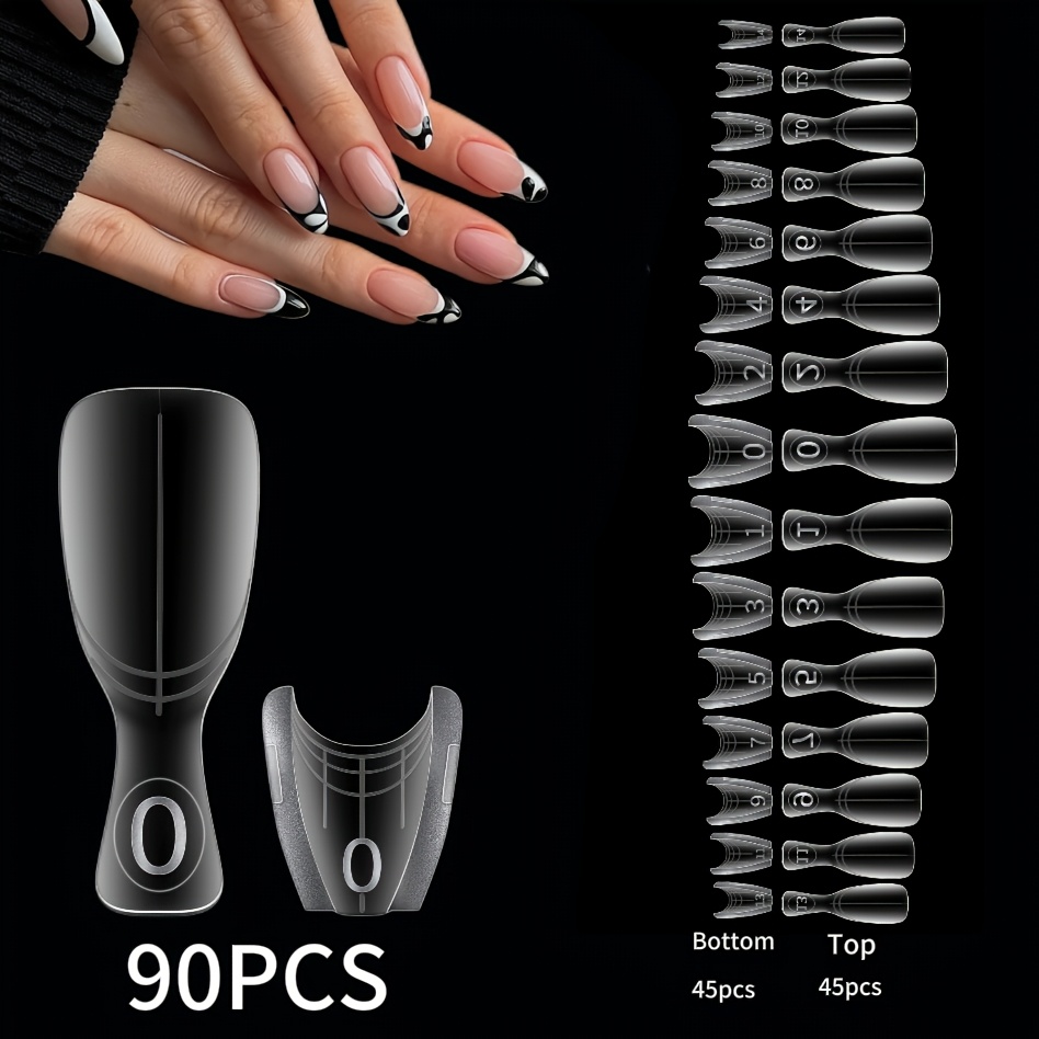 E-shop Kurze Sandwich-Nagel-Bi-Material-Formen – 90 Stück, 120 Stück, 180 Stück, 240 Stück ovale Nagelformen für schnelle Nagelverlängerungen, keine