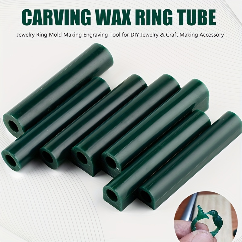 

The Hobbyworker Carving Wax Ring Tube, Color Green, Hole Round Wax Tubes, Hard Modeling Wax For Jewelry Ring Casting Mold Kit For Diy Ring Making, Different Sizes