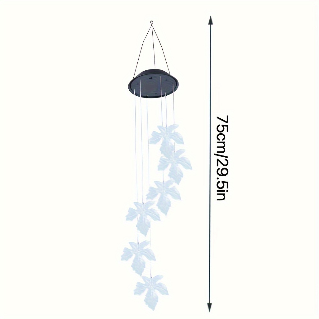 solar powered led maple leaf wind chime pendant lights energy   semi flush mount hanging lamp with 600mah nickel battery plastic shade detachable fixtures switch control no remote festive atmosphere lighting for   landscape details 2
