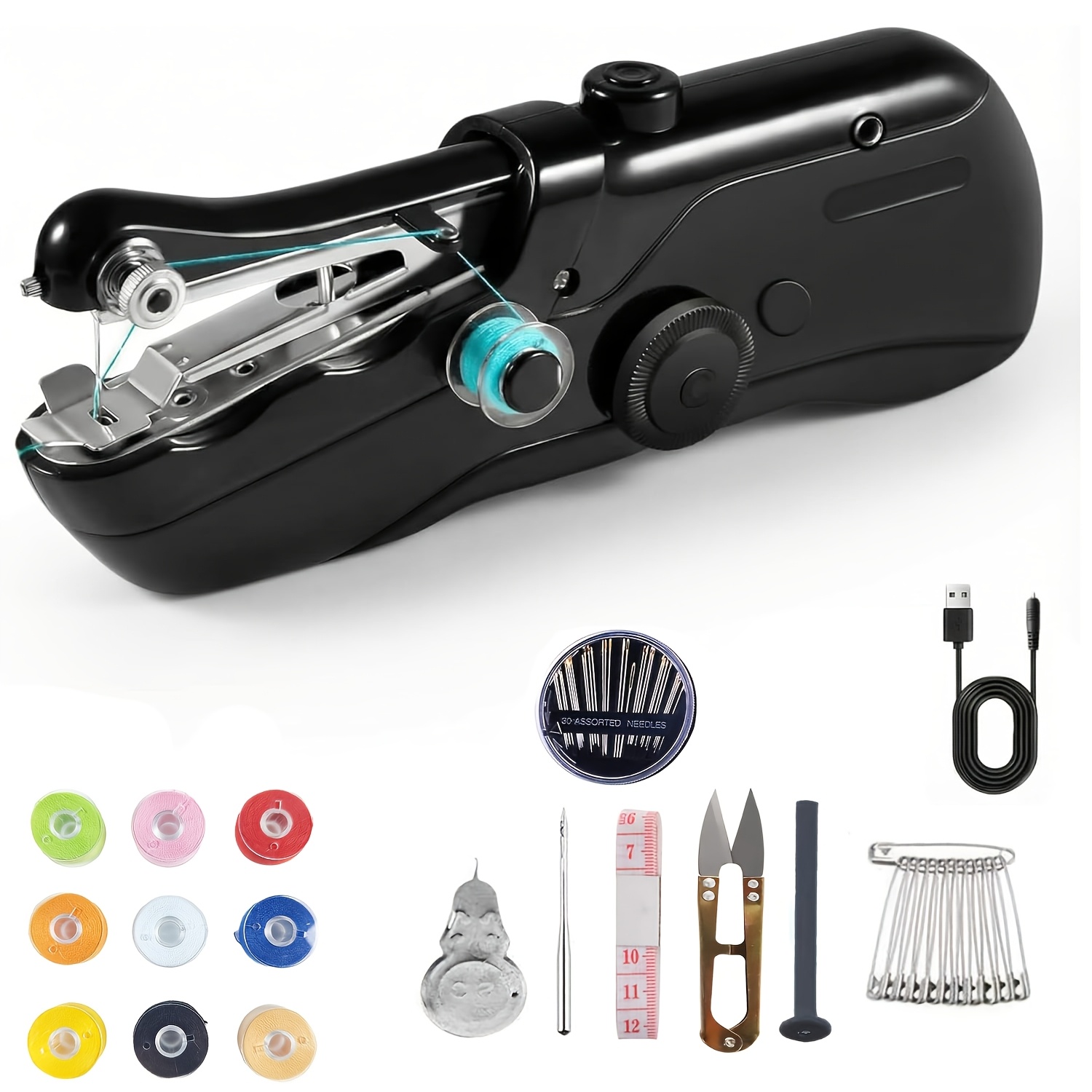 TEMU Portable Handheld Sewing Machine For Adults - Mini Hand Held Sewing Stitching Machine For Beginners - Small Electric Cordless For Quick Fabric