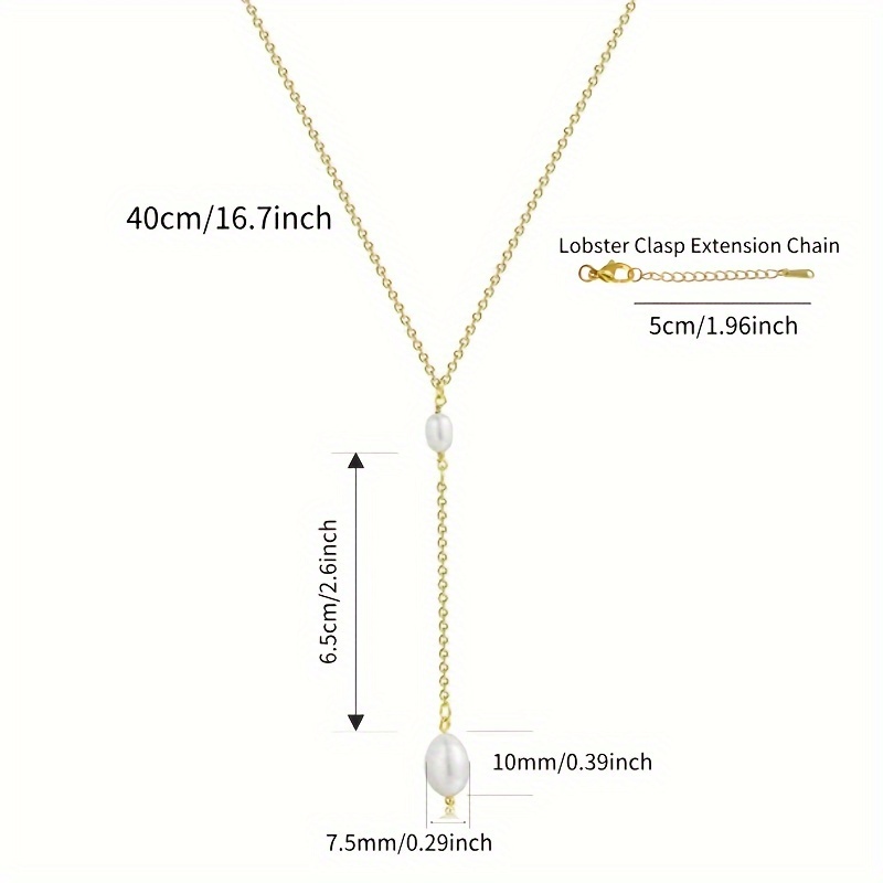 Freshwater Pearl Lariat Drop Chain Necklace