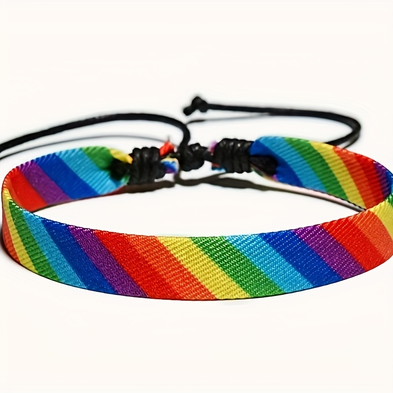 Rainbow Gradient Bracelet Multicolor Strands with Accents