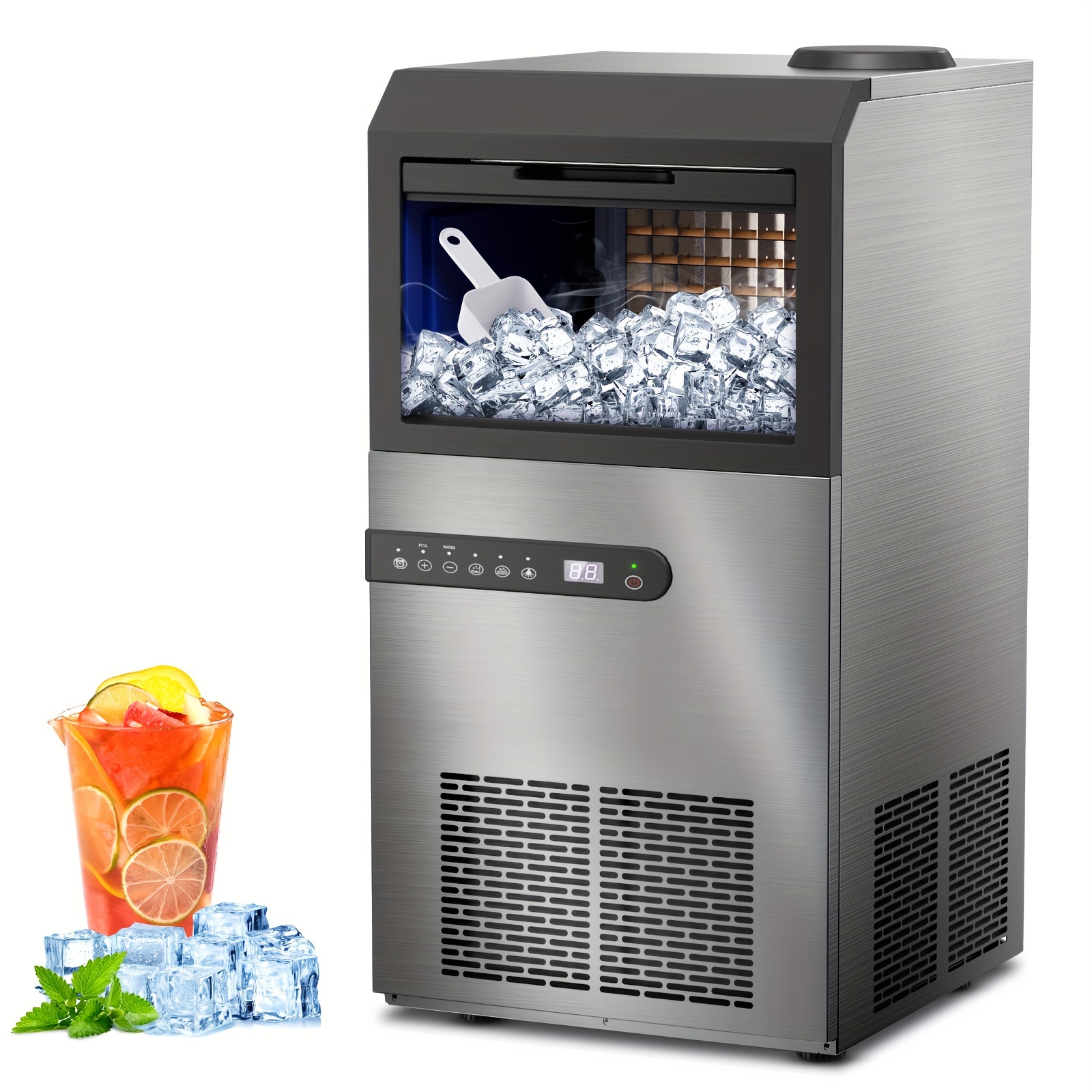 

Comfort Choice Commercial Ice Machine 100 Lbs Auto Clean Freestanding Stainless Steel For Home Kitchen Bar Office Coffee Shop