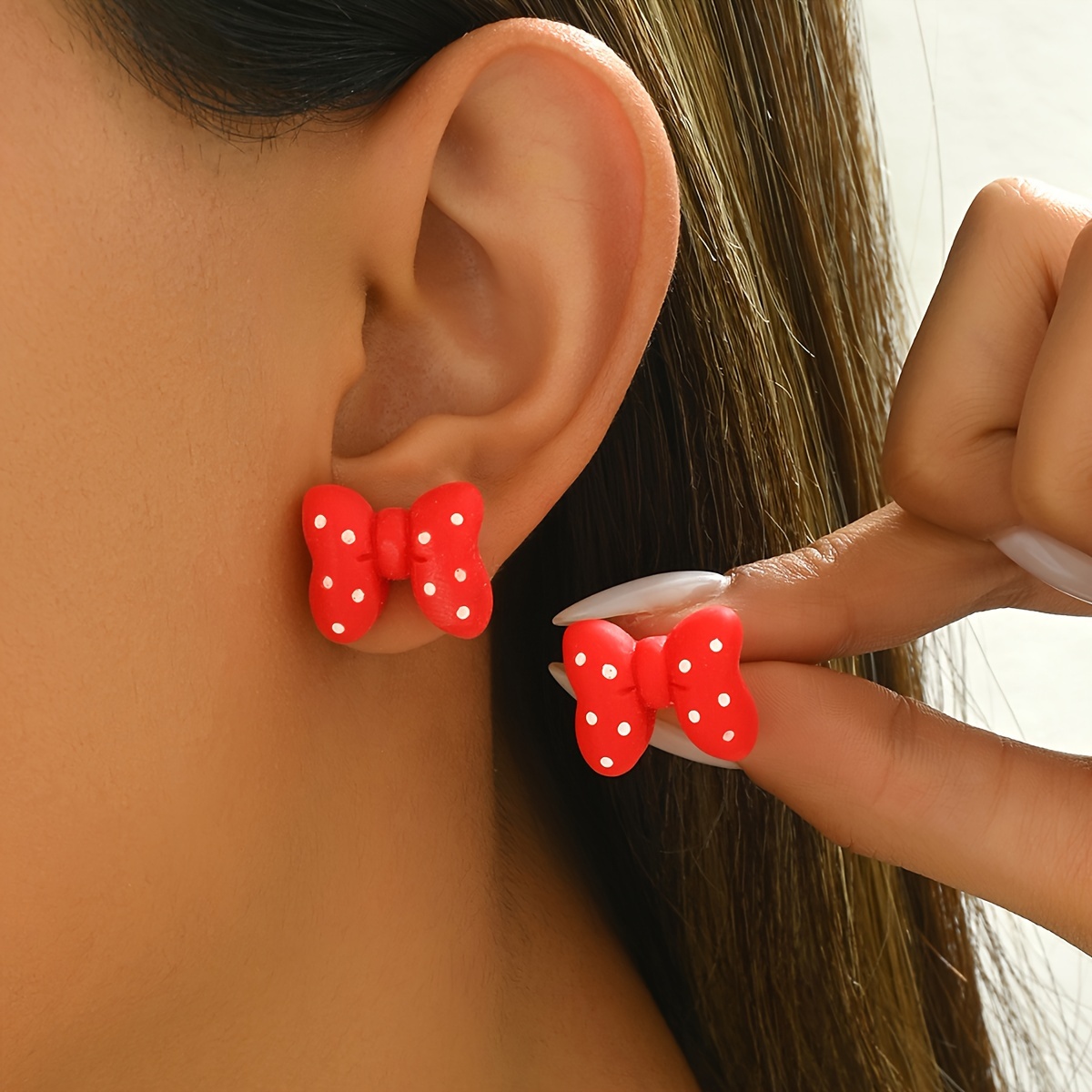 

1 Sweet And Bowknot Dot Pattern Red For Women