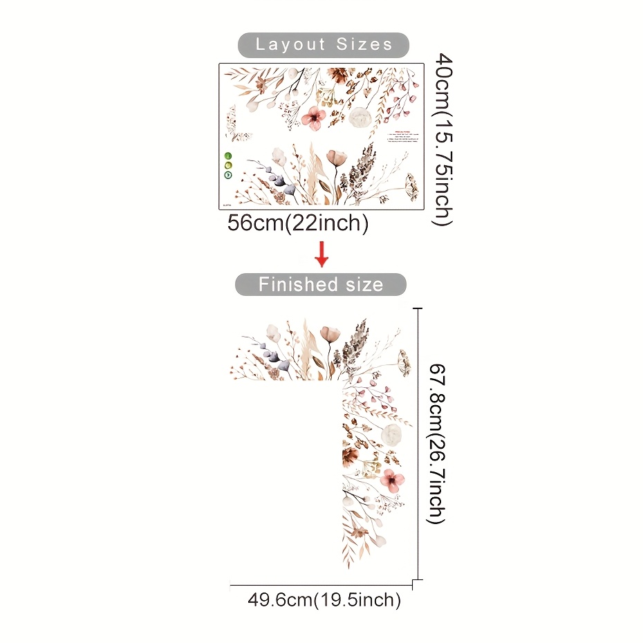 1pc Bohemian Floral Pvc Wall Sticker Pattern Wall Sticker For Living Room Kitchen Bedroom Removable Decoration