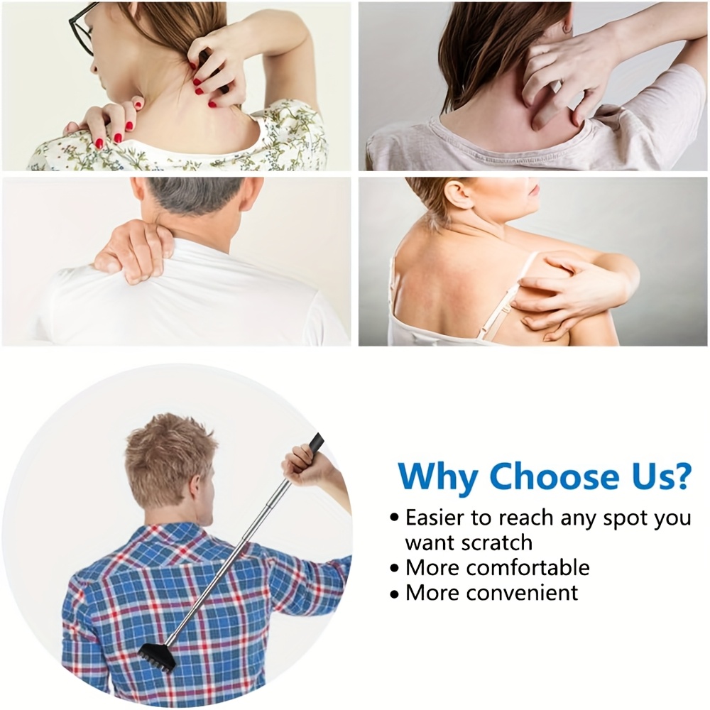 2pcs retractable back scraper portable   scraper hand massager with soft rubber handle   for thanksgiving birthday christmas gifts   handbag back scratcher for back gift item sleek metallic   durable construction Product details 5