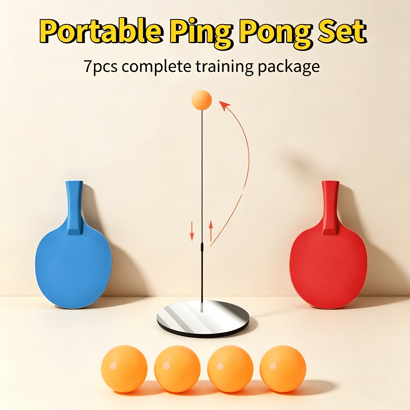 7pcs Adjustable Height Table Tennis Trainer Set