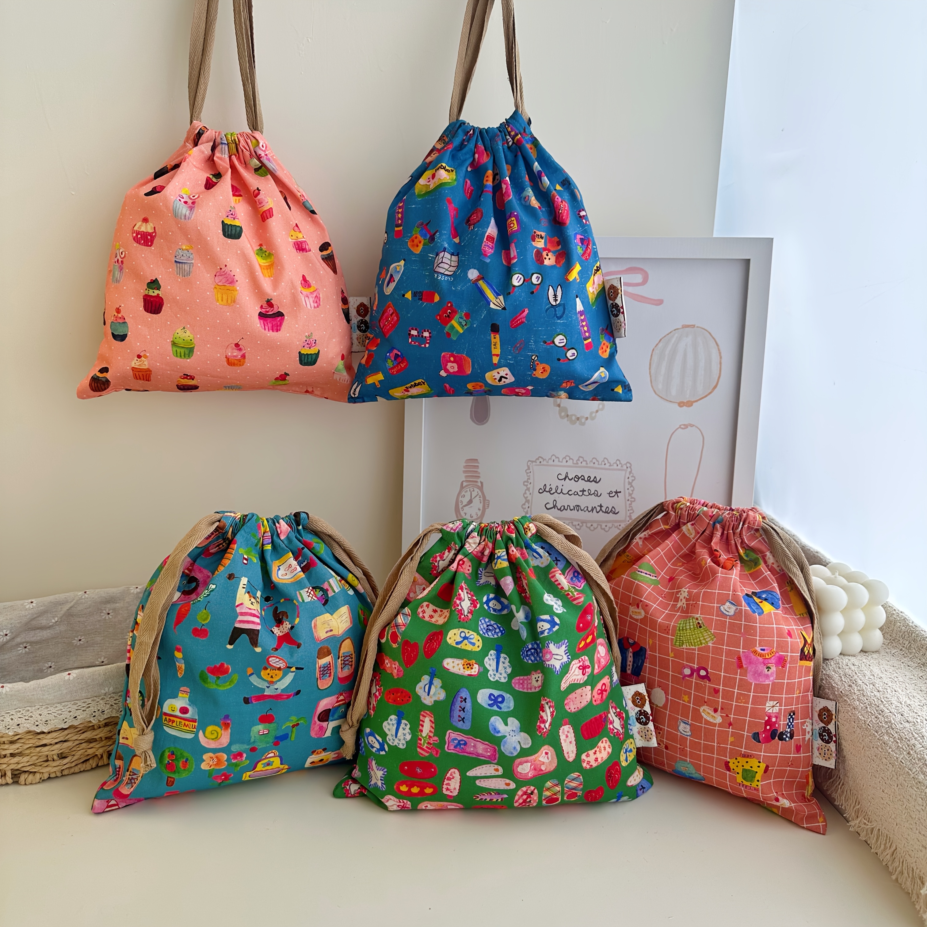 Organdy Drawstring bag／reopa Corduroy Full Cover - Plush Corduroy
