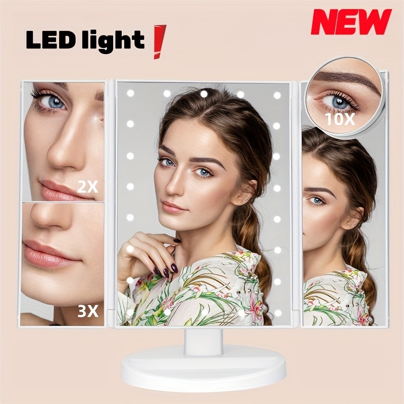 

Tri- Cosmetic Detachable , Cosmetic , 1x/2x/3x/10x Magnification, Cosmetic Dressing , Portable Led Cosmetic , For Women