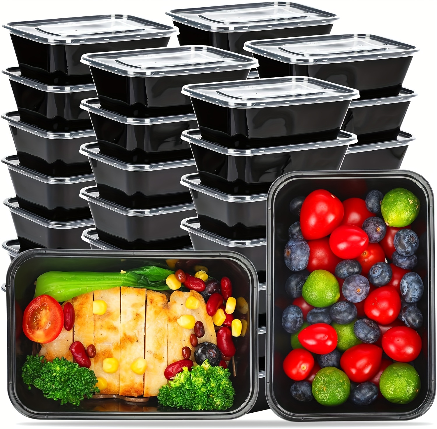 30 pack bpa free plastic food storage containers with lids leakproof stackable take out meal prep boxes microwavable freezer safe lunch bento boxes     home christmas halloween hanukkah thanksgiving details 0