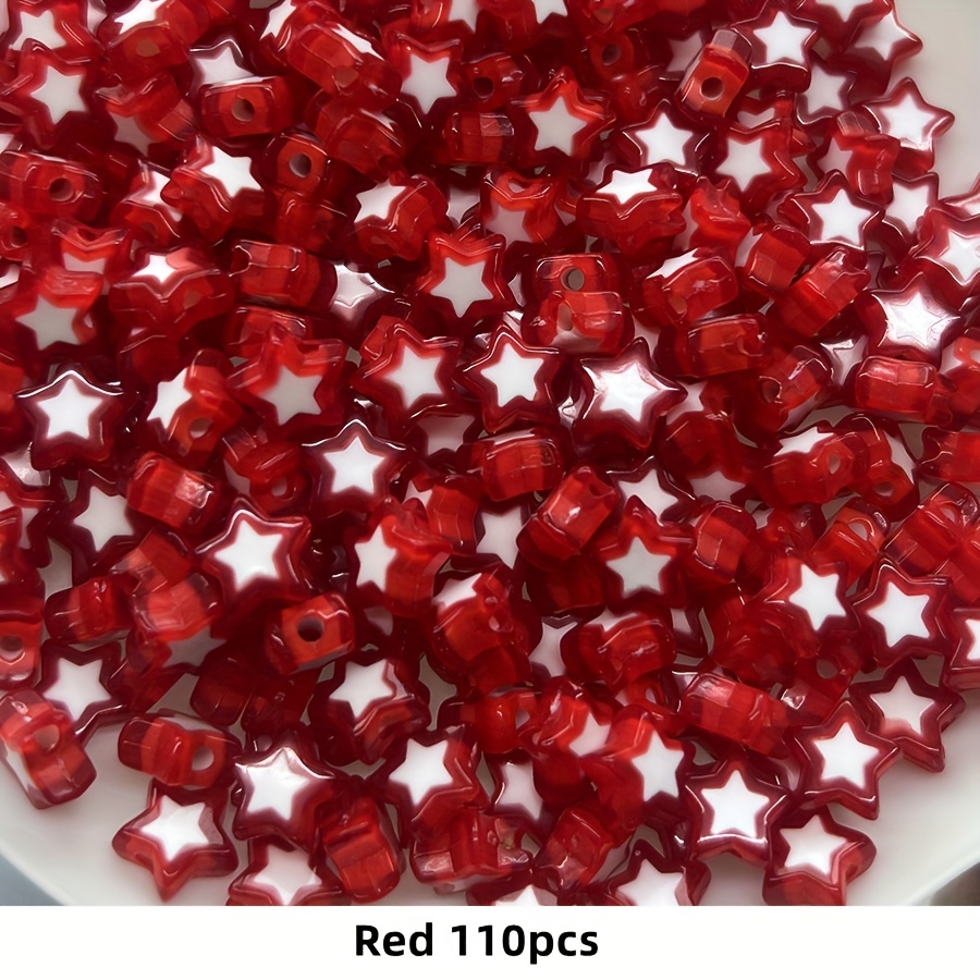 E-shop 110 Stück 9mm Acryl- Sternperlen, doppellagige Perlen, , zufällig gemischte Farben, lose Perlen, verwendbar als Handkette, Halskette, Schmuck,