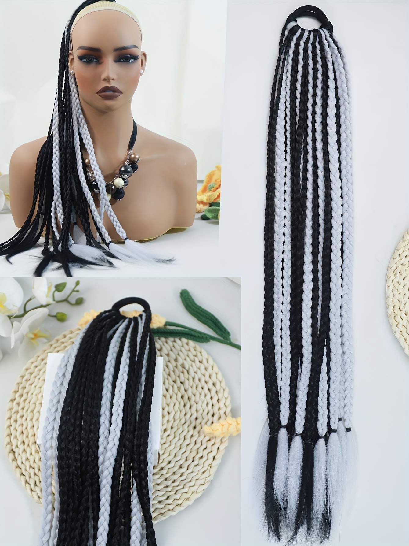 y2  colorful braided hair extensions with elastic bands 24 synthetic ponytail for   for street   festivals details 5