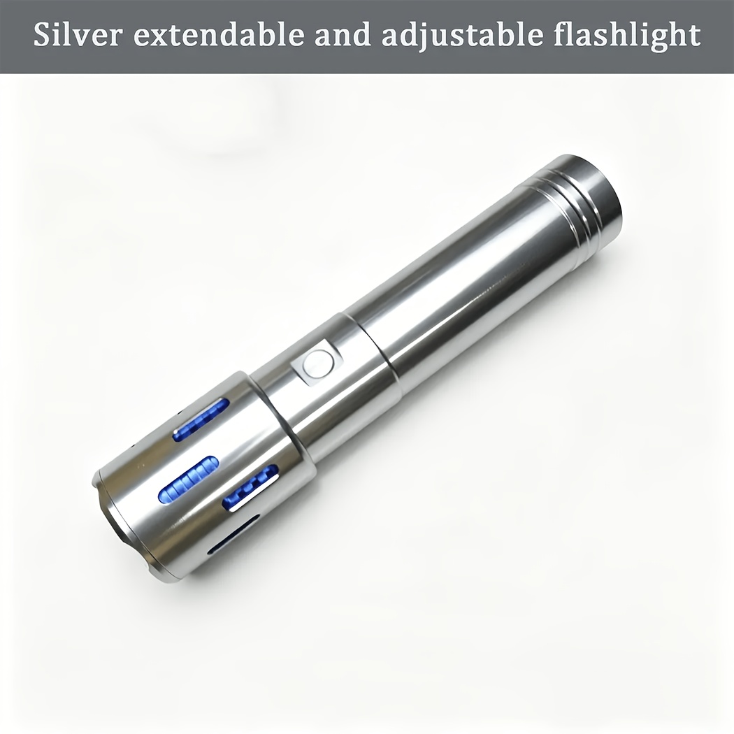 TEMU Cette lampe de poche à est dotée d'un boîtier en d'aluminium, d'une fonction de zoom et d'un port de chargement Type-C. Avec un de protection