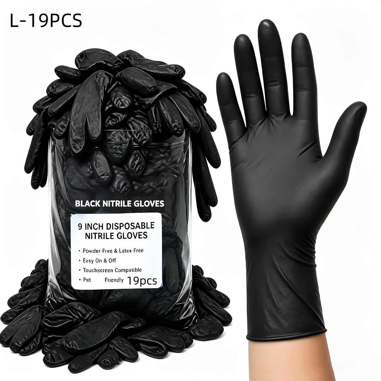 TEMU Black Disposable Nitrile Gloves, , Suitable For Daily Home Storage And Cleaning, Practical Household Item. Unisex