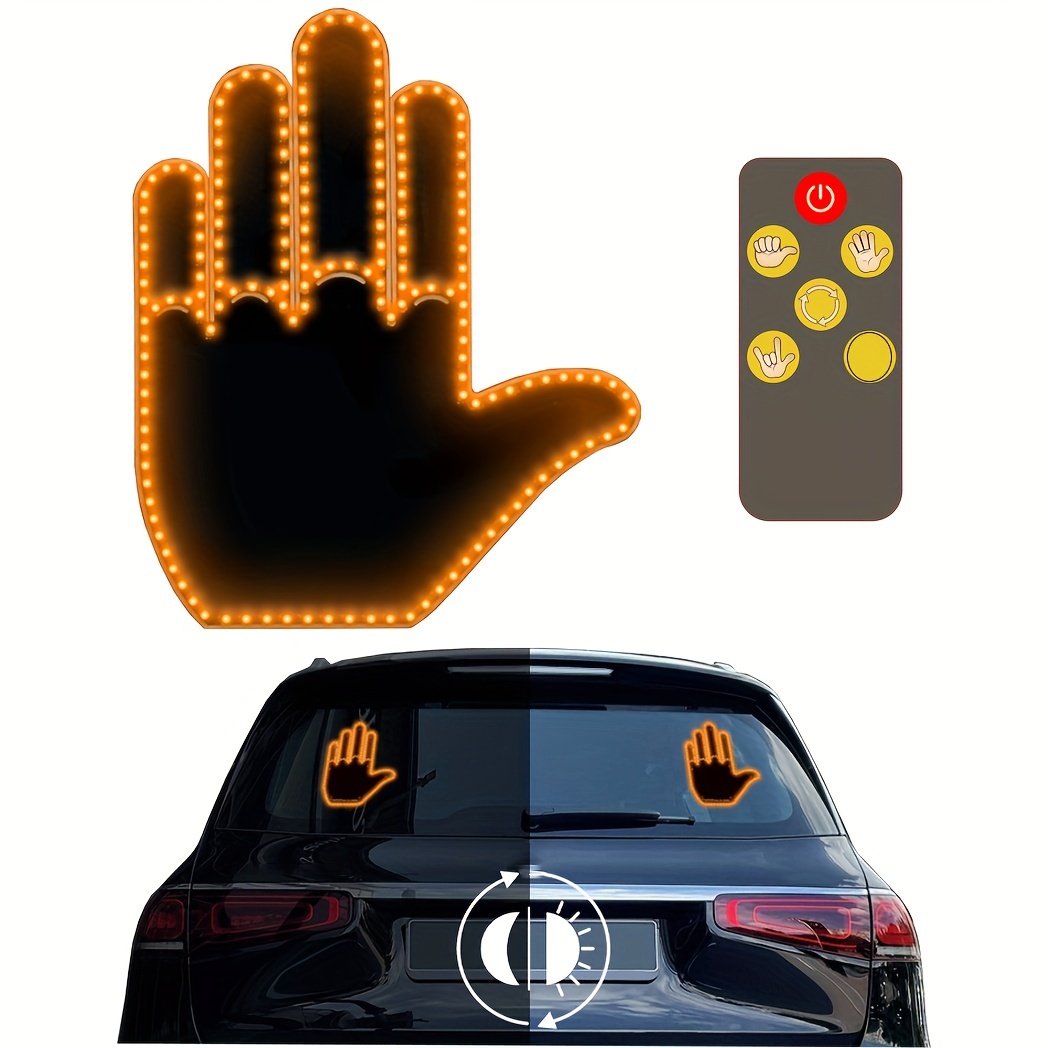 Middle Finger Car Light,road Rage Led Sign For Car,glogesture Hand