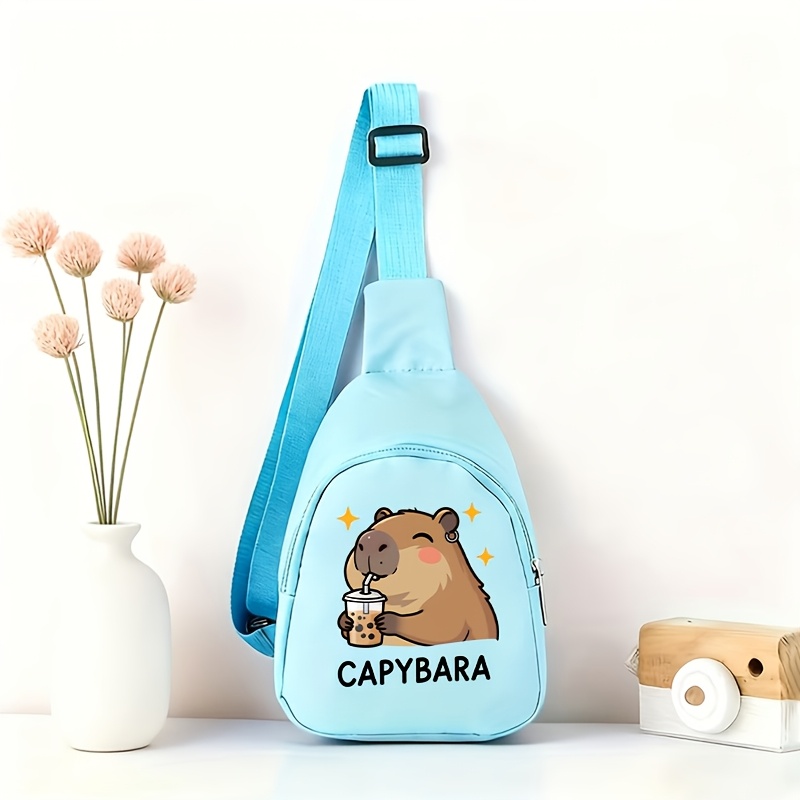 TEMU Bolso bandolera cruzado con estampado de té , con un bebiendo té como motivo central, adornado con detalles de estrellas para un diseño adorable