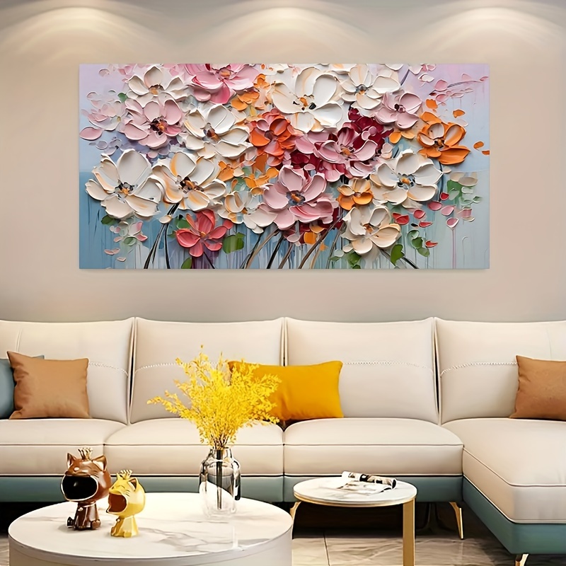 

Abstract Floral Canvas Wall Art, Large 23.6 X 47.2 Inch, Unframed Hand-painted Flower Oil Painting, Modern Decorative Artwork For Living Room, Bedroom – Mixed Color Canvas, No Electricity Needed