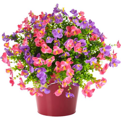 artificial flowers pansies for outdoor 12 bundles plants plastic bouquet flower pansy uv resistant spring summer decoration for yard 12 yellow white