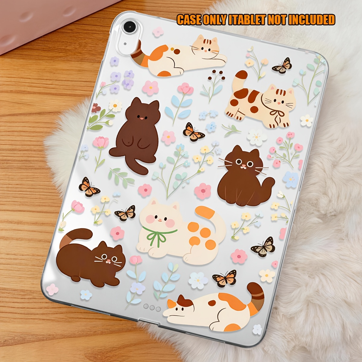 TEMU Cat Flower Branch Flat Case, Compatible With For Ipad (a16) 11 Inch, Painted Pattern Protective Cover Compatible With For Inch/air 11