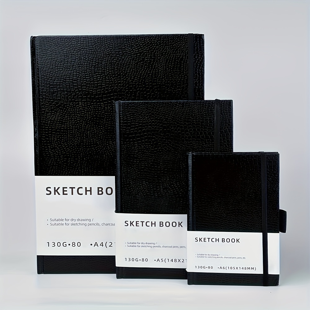 

Heavy-duty Black Hardcover Sketchbooks - 80 Sheets, 130gsm Marker Paper Pads, A4/a5/a6 Size Variety Pack For Drawing, Suitable For Sketching Pencils, Charcoal, Pens - Art Supplies Gift Set