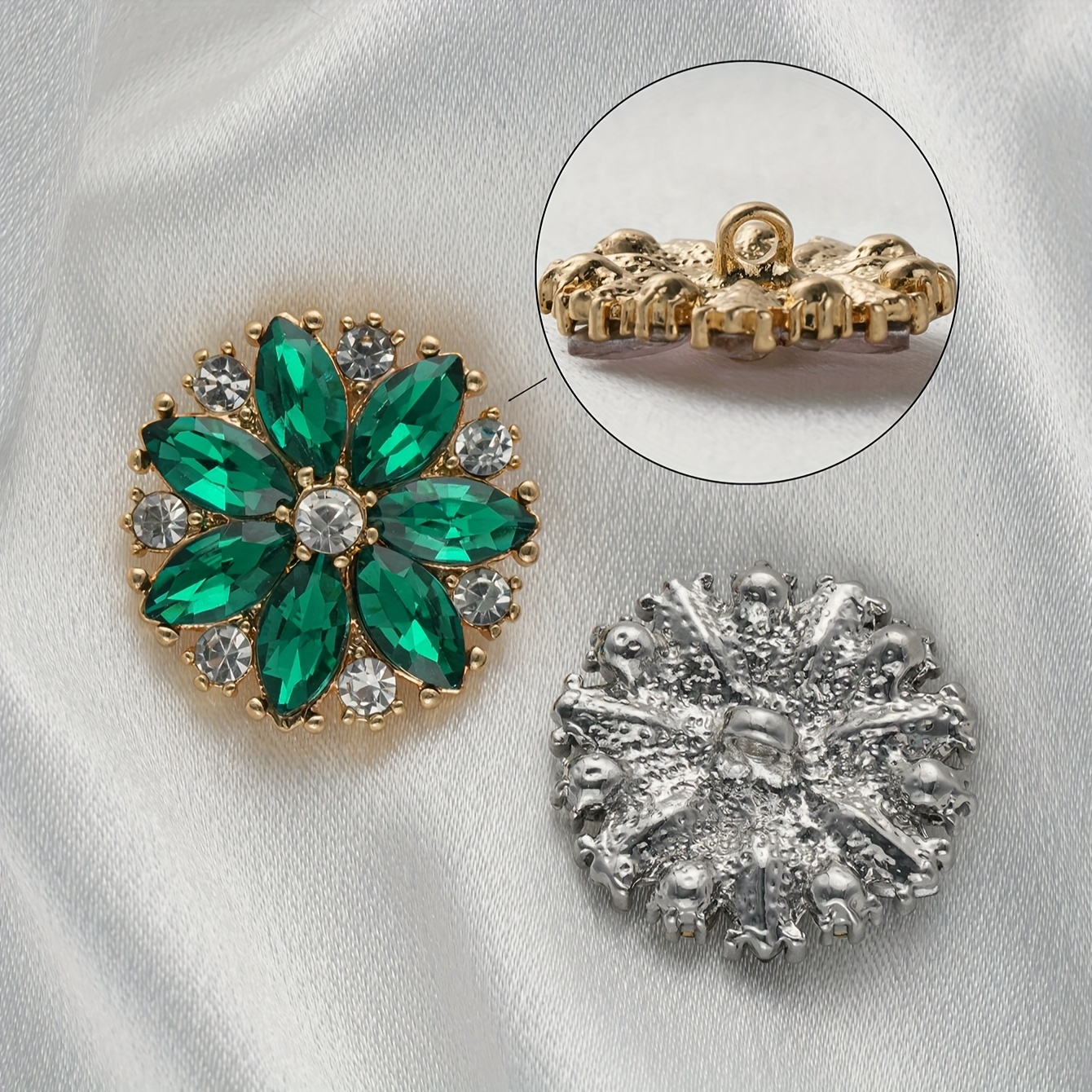 Set di 10 bottoni con perle e strass con retro piatto, cabochon fai da te, per abiti da sposa, 8nn, bianco