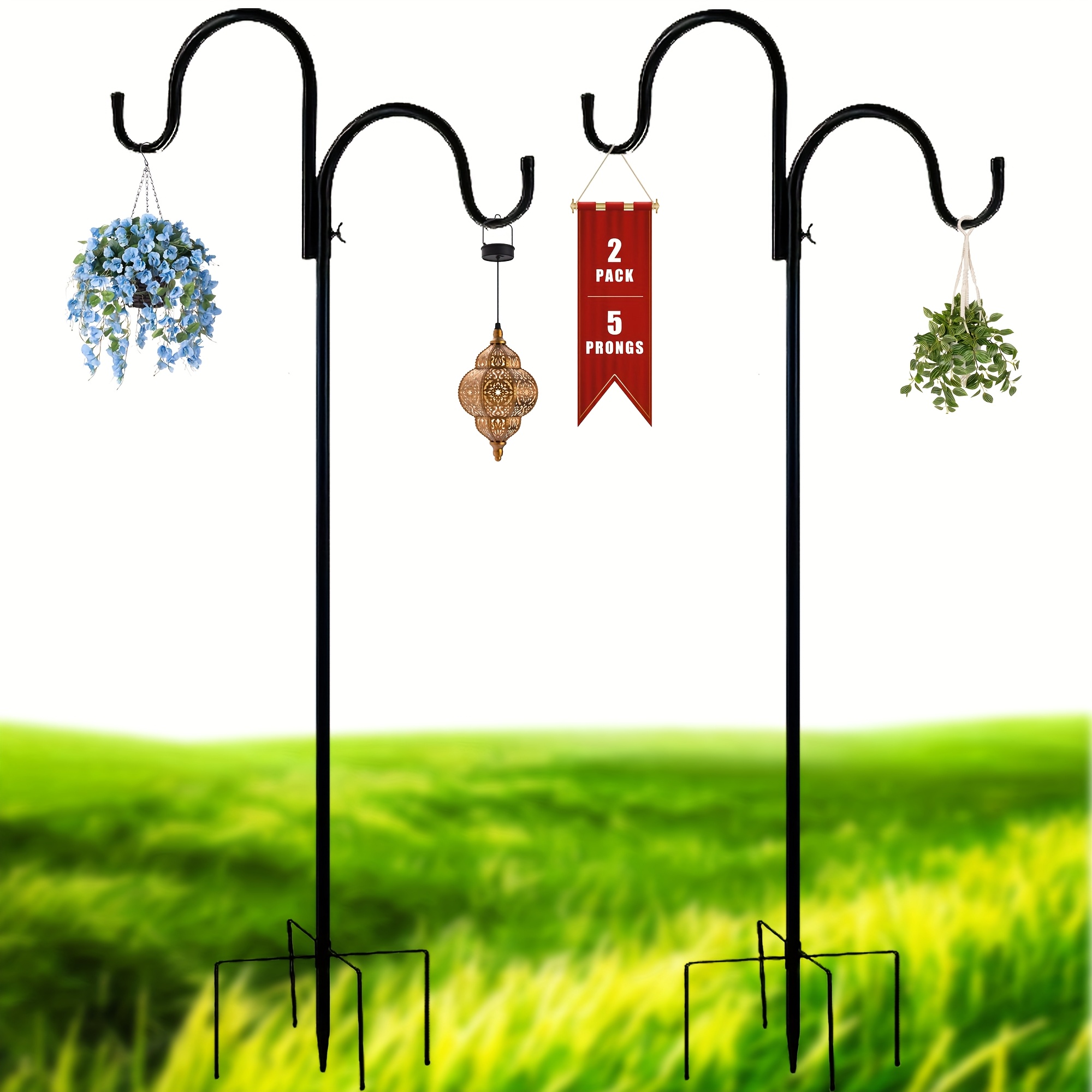 2pcs heavy duty adjustable double shepherd hooks 5 prong - Temu