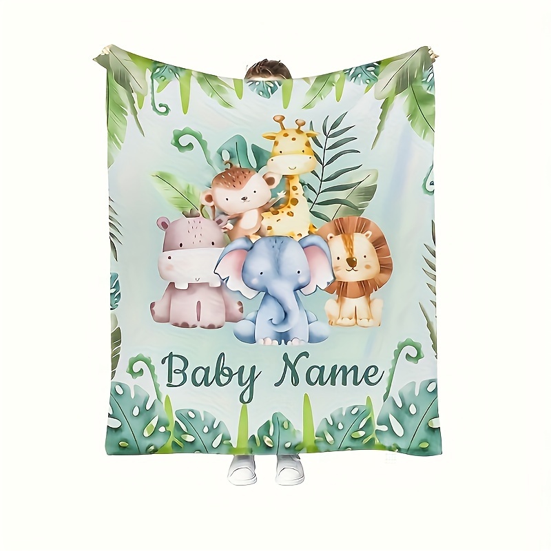 

Custom Cartoon Animal Flannel Throw Blanket - Personalized Name, For Couch, Bed, Travel, Camping, Living Room, Office - Machine Washable, Comfort