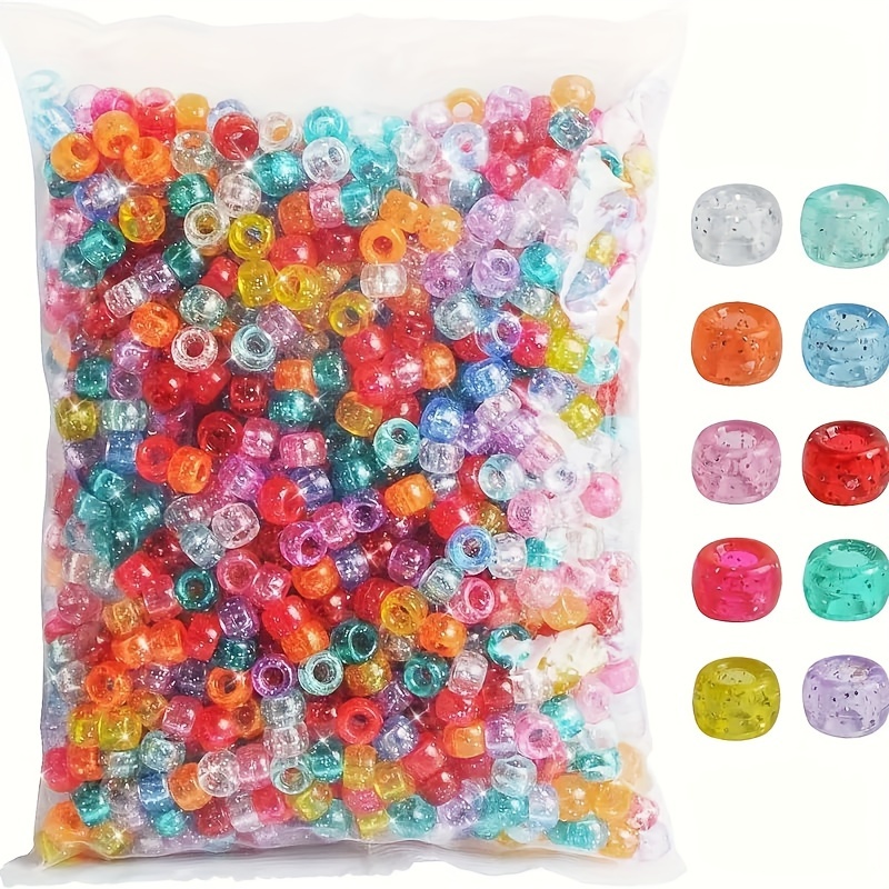 

200/500//1000/ Pony 6x9mm Clear Plastic Assorted 10 For Diy Jewelry Bracelet Making, Braids, Keychain Jewelry