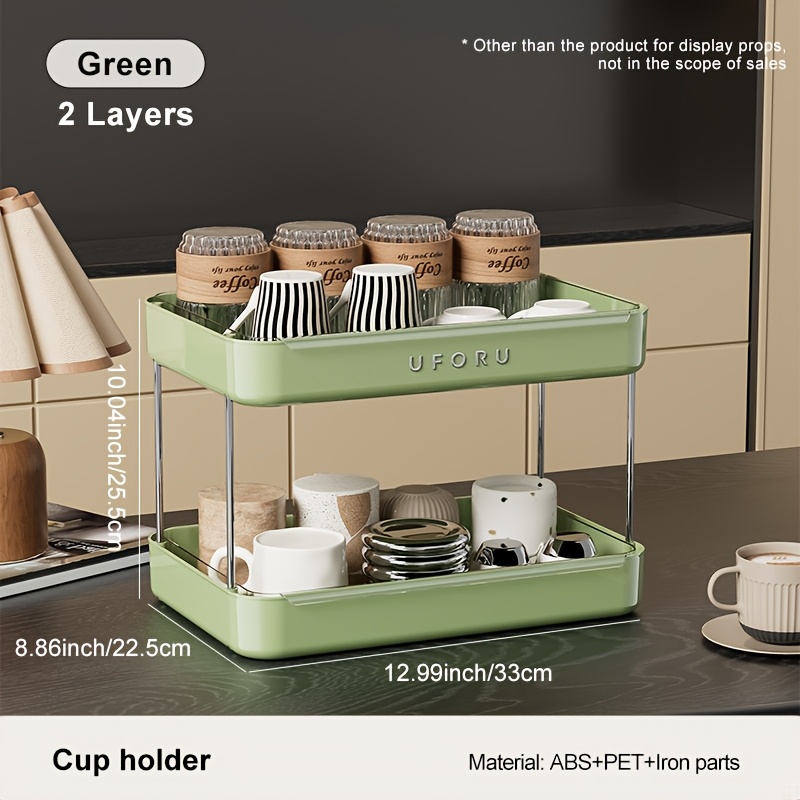 1pc Tea Cup Storage Organizer Rack, Uforu Retro Multi-functional Drain Cup Holder, Large Capacity Tabletop Mug Drying Stand For Home Kitchen Tea Room Utensil Storage, Standing Shelf