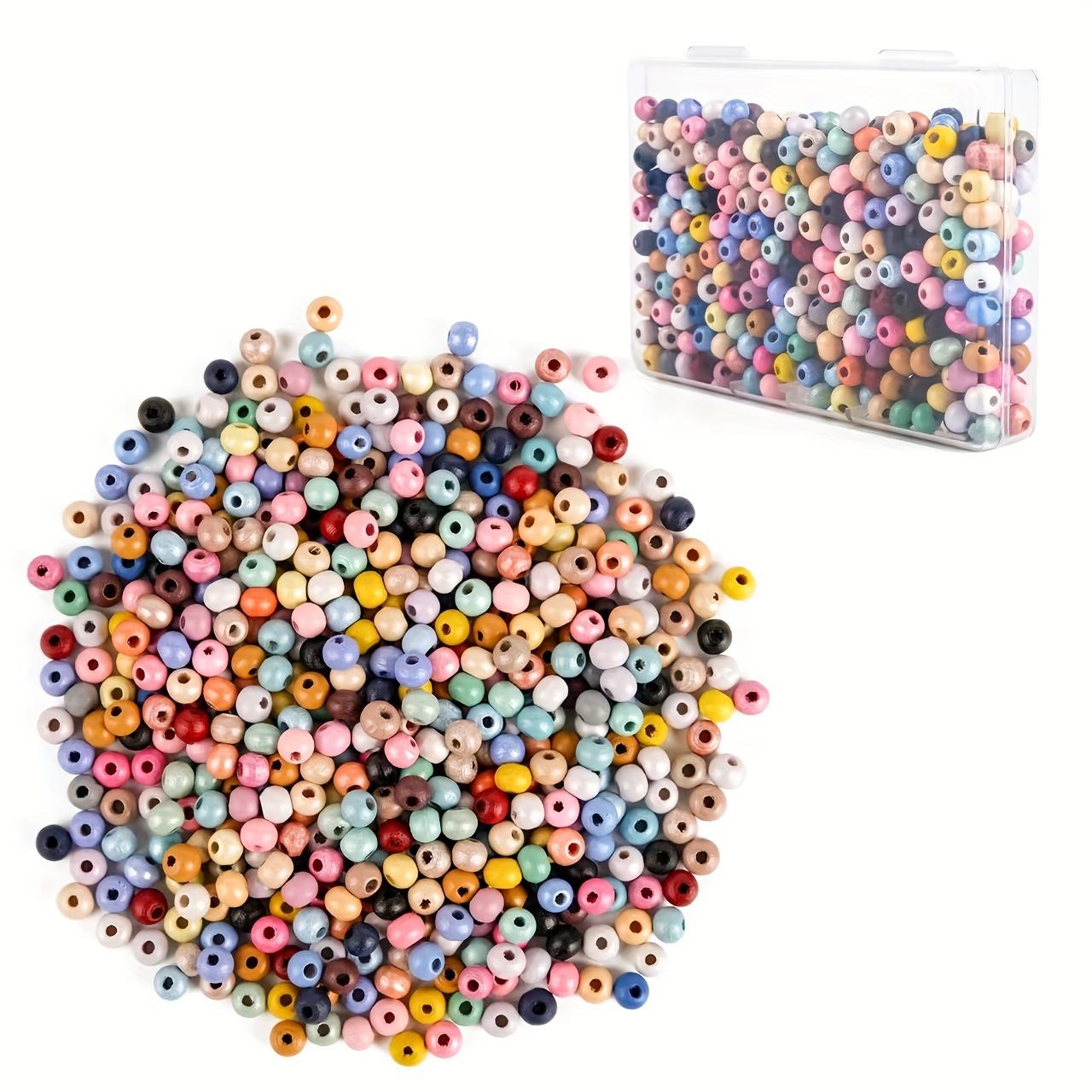 

500pcs 6mm Colored Round Wood Beads, Multicolored Loose Beads, For Jewelry Making, Diy Crafts, Home & Party Decoration