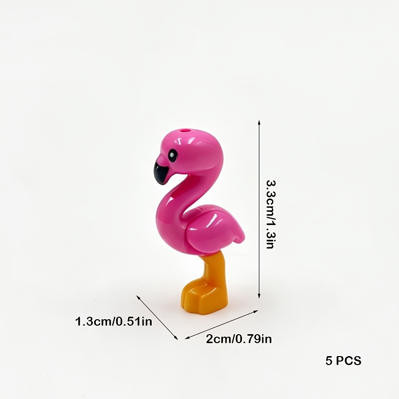 Image of 5pcs Flamingo Animal Building Block Parts, Scene Extension For Birds, Desktop Ornament Assembly, Small Particle Additions, Christmas Decoration Toys, Halloween Gifts