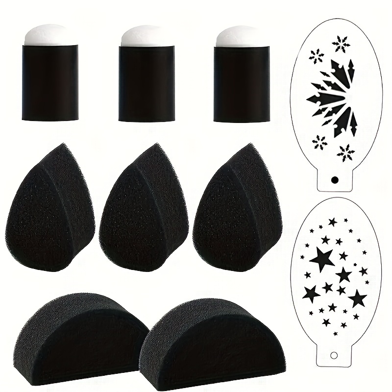 E-shop 10 Stück hochdichte schwarze Schwammgummi-Pads, ideal für perfekte Make-up- und Körperkunst-Anwendungen, inklusive 3 Blütenblatt-Schwämme, 2