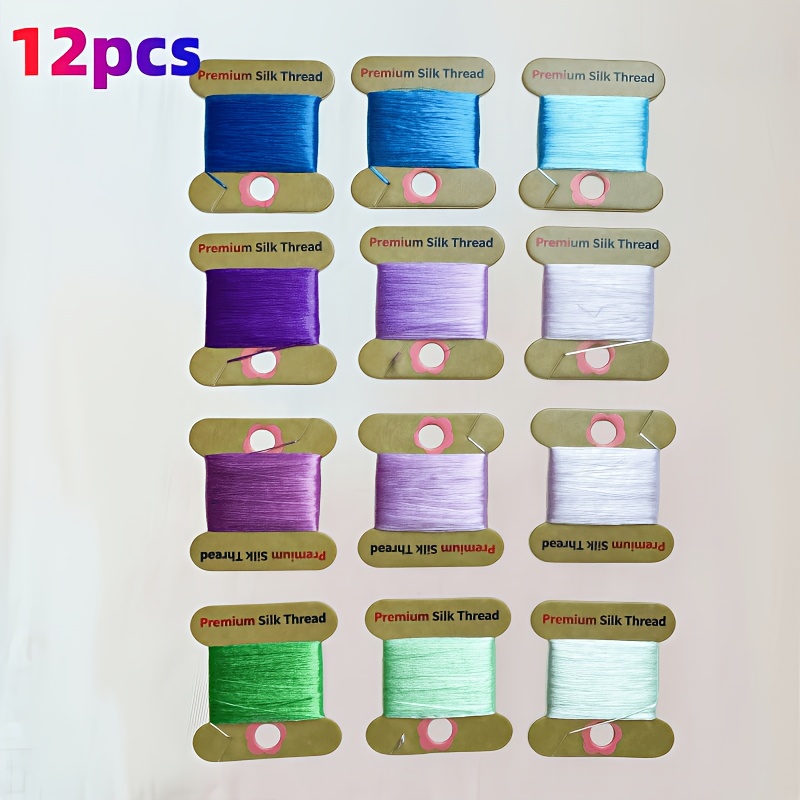 12 Skeins of Premium Silk Thread Spools for Embroidery & Craft Decoration
