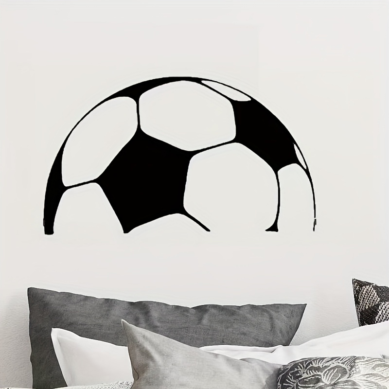 

1pc Soccer Ball Vinyl Wall Sticker - Black & White, Easy-to-apply, Plastic Decal For Bedroom & Living Room - Sports Fans, Soccer Bedroom Decor