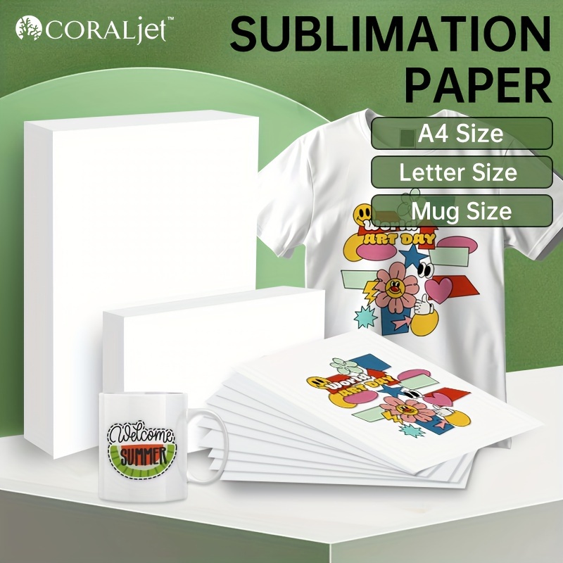 

Coraljet Sublimation Transfer Paper 8.5x11 Inch A4 For Inkjet Printers, Sheets Pack, Heat Transfer On T-shirts, Mugs, Polyester - High Quality, No Electronic Components, Uncharged