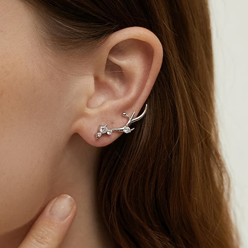 Women's Fashion Stud Earrings, Reindeer Antler Design