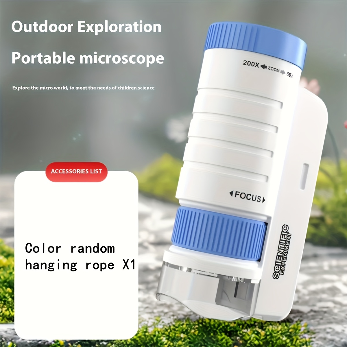 LOMUG Microscopio Portátil Para Niños De 8 Años En Adelante - Aumentos 200x A 4800x, Con LED, Incluye Accesorios, Regalo Educativo De Biología