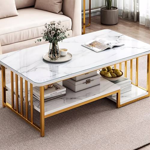 item picture newly latest model marble patterned coffee table with frame and double layer storage for the living room trendy and table