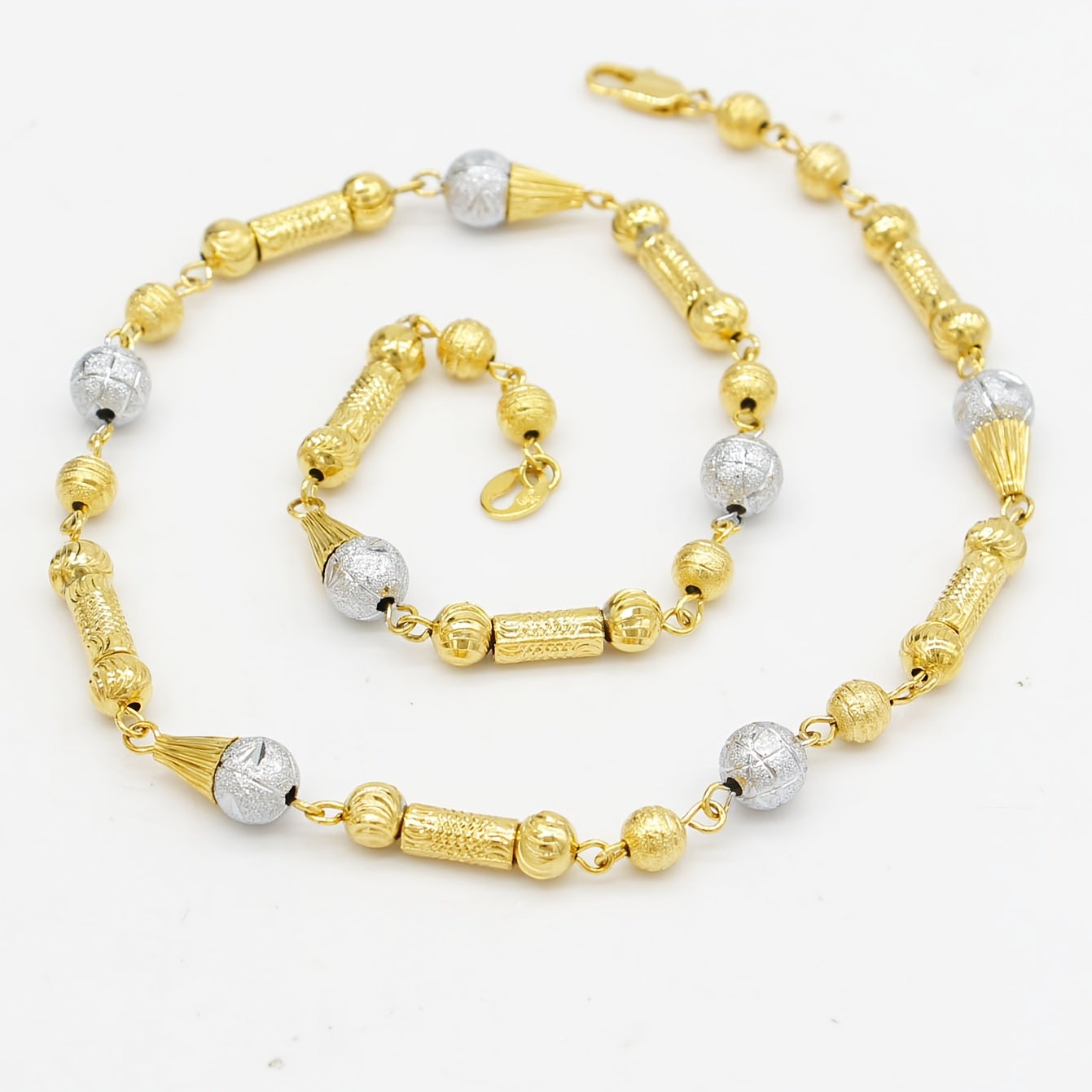TEMU 1 Vintage Classic Necklace, Copper + White Golden Spliced Bead Women's Necklace, Suitable For Daily And Holiday Wear