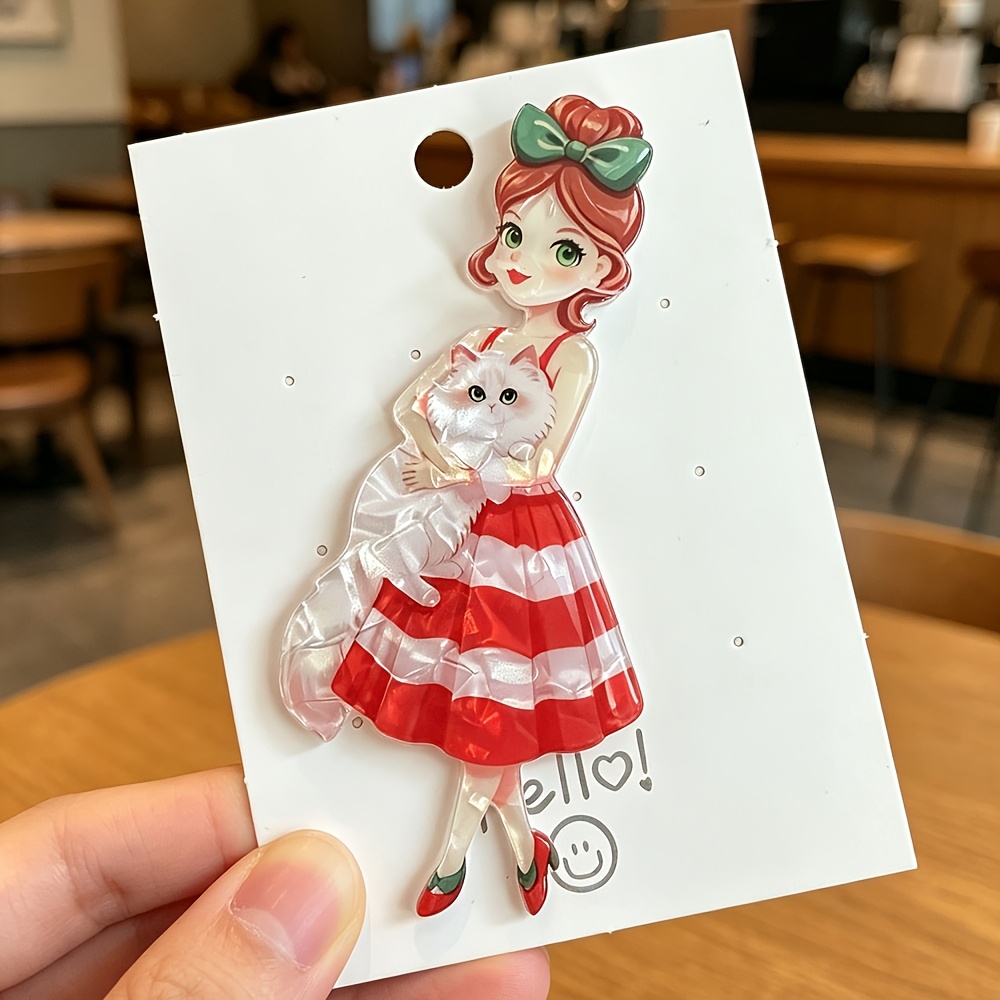 TEMU 1pc Christmas Retro Cartoon Acrylic Snowman Cat Cake Brooch, Christmas Gift