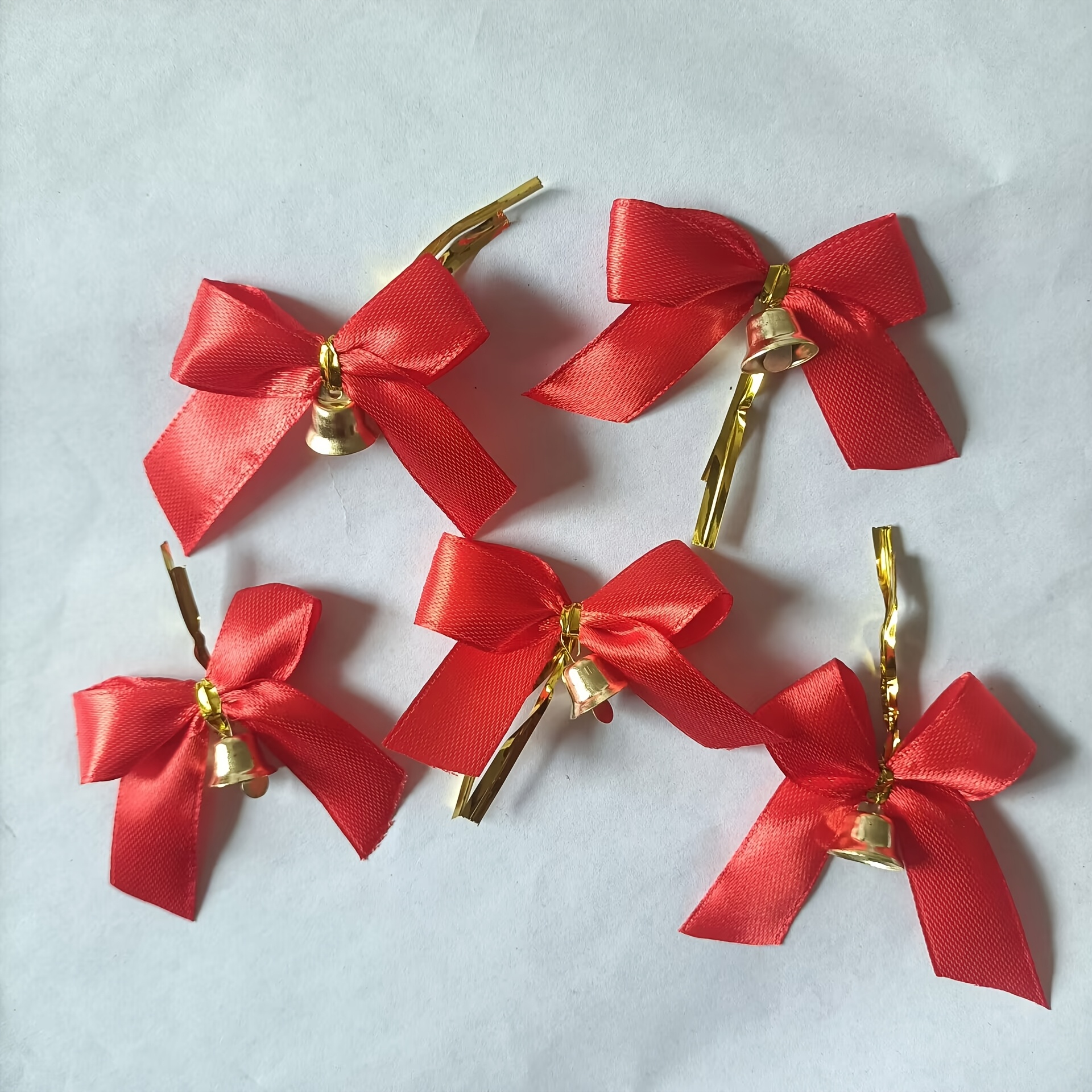 10pcs New Decorative Bows Red With Small Bells Christmas Gift Wrapping Bows