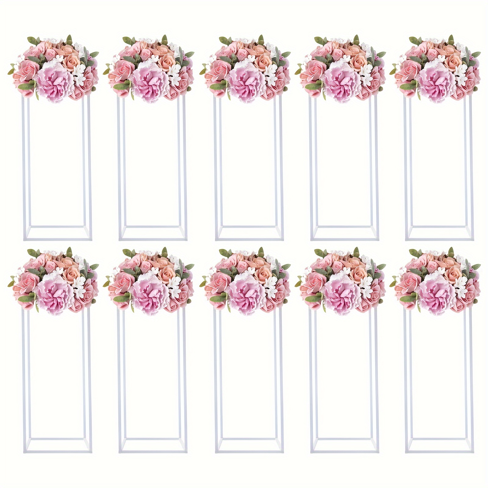 

10pcs Flower Stand Set - 60cm Tall Geometric Floor Holders For Weddings