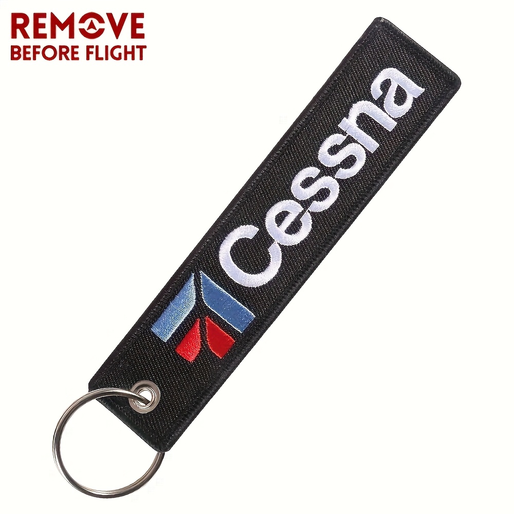 

1pc Embroidered Polyester Keychain - Fashionable Men's Key Ring, Lightweight Car Key Accessory, Non-knotted Backpack Pendant Chain For Aviation Enthusiasts