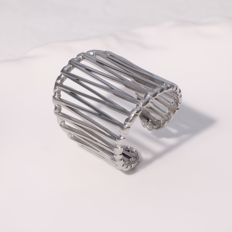 Fashionable Open-End Stainless Steel Ring with Crossover Design
