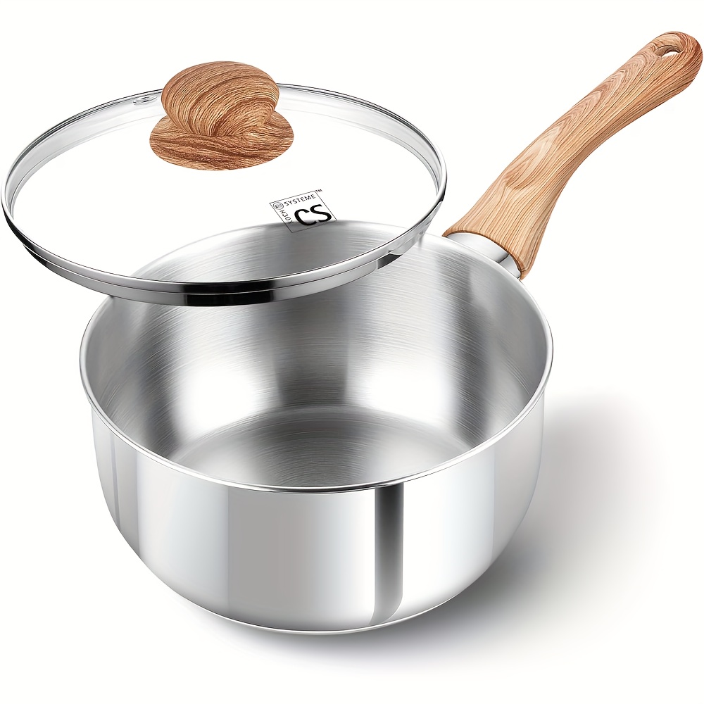 Image of Stainless Steel Saucepan Set, Premium Stainless Steel Saucepan With Heat-resistant Bakelite Handle, Stainless Steel Pots, Cooking Pot For Home Kitchen, Induction Compatible, Dishwasher Safe